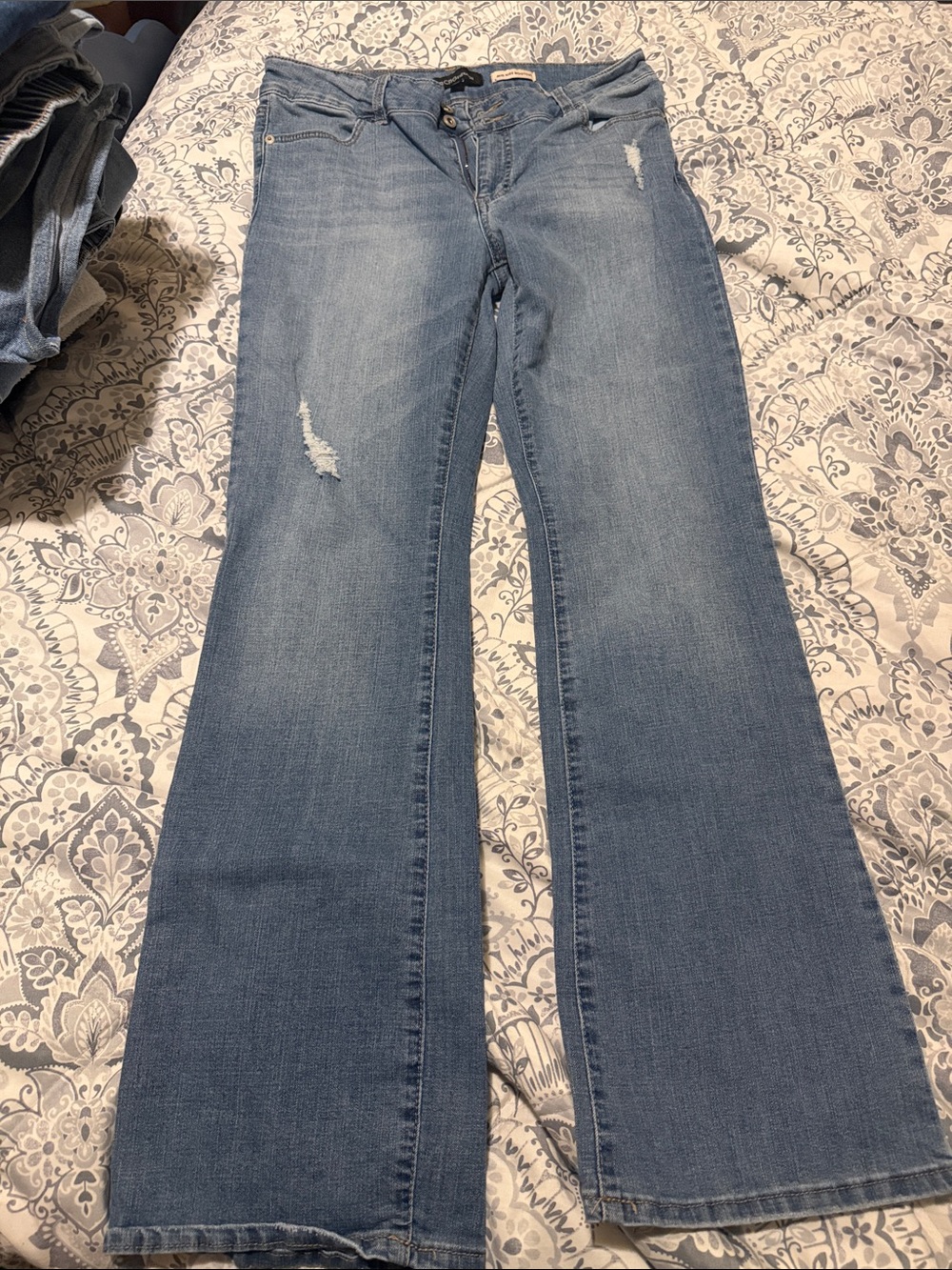 BCBGeneration Light Blue Distressed Flare Jeans
